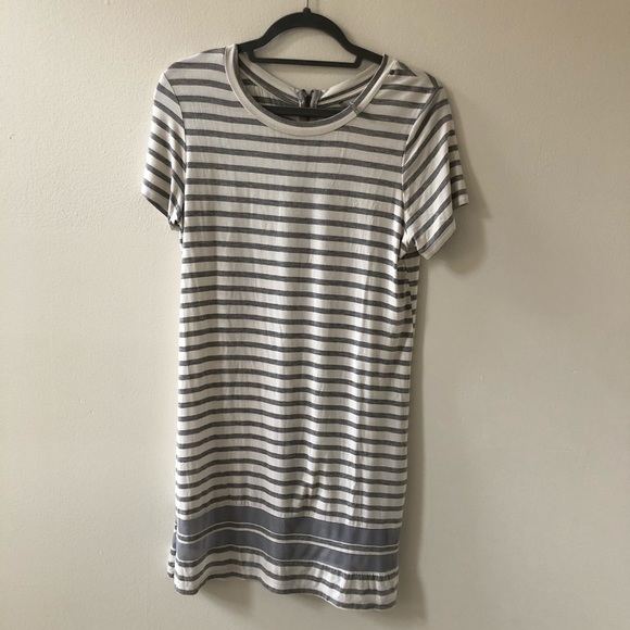 Gray and White Striped Mini Dress (M) - Picture 2 of 7